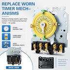 T104M Mechanical Timer Switch, 208-277V 40A Time Switch, Pool Pump Timer, 12 ON/Off 24Hour T104M for Light Lighting WaterHeater Fan and HVAC Systems - Image 2