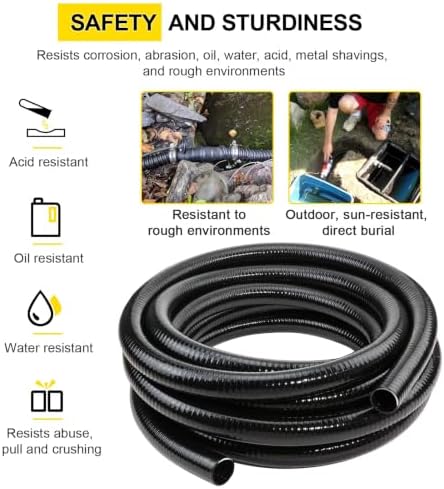 Flexible PVC Pipe ID1.5" Black PVC Pipe,ID1.5" x50 feet Pool Hose,Spa Hose Tubing for Koi Ponds, Pond Tubing,Irrigation and Water Gardens,With 2PCS Stainless Steel Clamps - Image 3