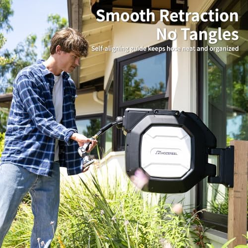 1/2" x 100 FT Heavy Duty Retractable Garden Hose Reel Black - Image 3