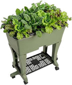 EarthBox Raised Garden Bed with Legs – Elevated Self Watering Planter Box with Wheels, Storage Shelf, Premium Plant Food, Easy Assembly, Made in USA, Sage by EarthBox