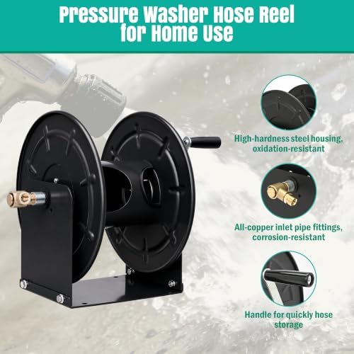 lesolar Pressure Washer Hose Reel,100FTx3/8'' / 200FTx1/4'' - Image 4