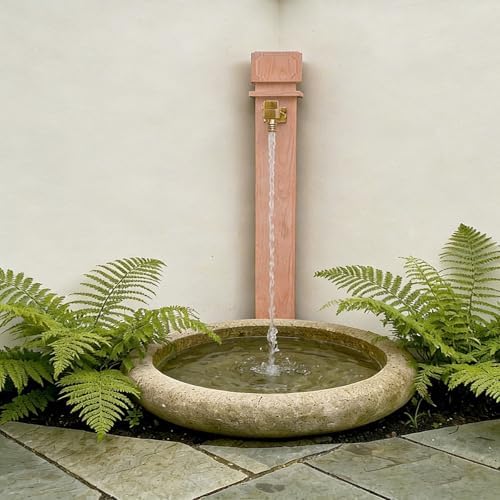 Woodgrain Water Dispenser, 304 Stainless Steel Garden Hose Stand with Faucet, Vertical Water Column for Outdoor Use, Durable and Stylish (31.5in/80cm) - Image 2