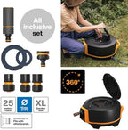Fiskars Waterwheel XL, All-Inclusive Watering Kit, 25 m Total Reach, Automatic Retracting, Garden Hose in Universal Size (Diameter 13 mm), Universal Tap Connector, Black/Orange, X-Series, 1067549 - Image 2