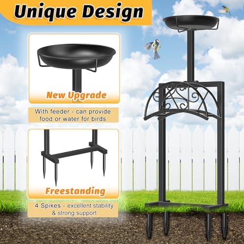 Garden Hose Holder, Freestanding Holds 150ft with Bird Feeder - Image 3