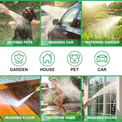 garden nozzle, high-pressure and heavy-duty metal nozzle, with 5 adjustable spray modes, high-pressure handheld sprayer, suitable for watering plants, cleaning houses, cars, and pets(2pcs) - Image 6