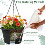 Nooulap 6 Pack Hanging Planters, 10 Inch Hanging Pots, Black - Image 2