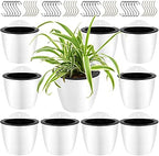 HOIGON 10 Pack 7 Inch Lazy Flower Pots, Self Watering Wall Hanging Plastic Planters with S-Hooks and Wicks, Water Hanging Plants Pot for Indoor Outdoor Orchids African Violet, White by HOIGON