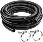 Flexible PVC Pipe ID1.5" Black PVC Pipe, ID1.5" x25 feet Pool Hose,Spa Hose Tubing for Koi Ponds, Pond Tubing,Irrigation and Water Gardens,With 2PCS Stainless Steel Clamps by Doniks