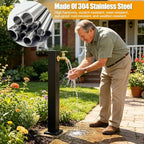 Outdoor Vertical Square Garden Water Column, Stainless Steel freestanding Hose Stand with Faucet, Yard Hydrant for Patio Lawn Irrigation Washing(60cm/23.6in) - Image 4
