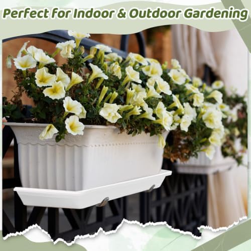 Cinnvoice 8 Pcs 24 x 8 x 1.6 Inch Rectangle Plant Saucer Tray, White - Image 2