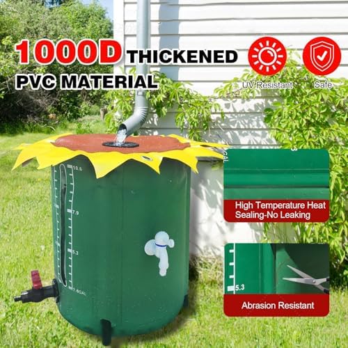 Portable Water Storage Tank, Portable Foldable Rainwater Collection System with Spigot Water Storage Container & Top Mesh, Portable Rain Barrels to Collect Rainwater from Gutter for Garden Lawn(264 Ga - Image 3
