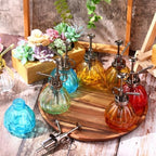 Maxdot 7 Pcs Colorful Glass Plant Mister Spray Bottle 250ml Vintage Pumpkin Spritzer with Bronze Top Pump 6.3" Tall Small Decorative Spritzer One Hand Watering Can for Plants Cleaning Gifts - Image 5