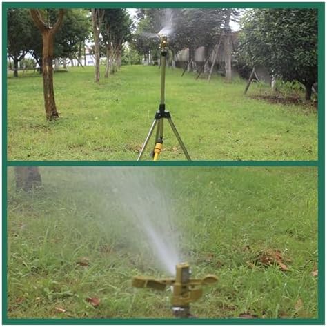 Lawn Rocker Nozzle Impact Sprinkler on Spike Base Zinc Alloy Water Universal Connector with Brass Head(Tripod Base) - Image 5