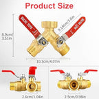 Garden Hose Splitter 2 Way, 3/4 Inch GHT Heavy Duty Water Brass Hose Y Spigot Splitter with Shutoff Valves,Outdoor Faucet Connector for Lawn, Irrigation & Washing - Image 2
