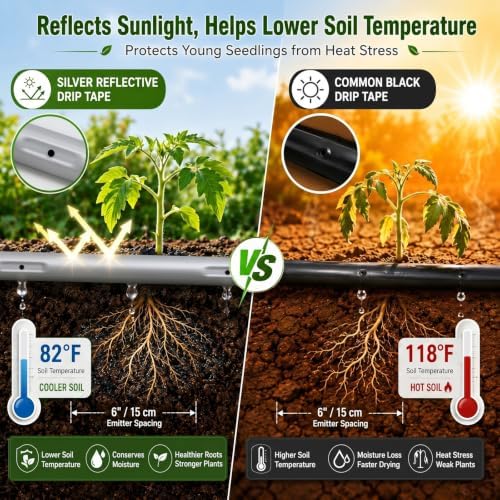 Tondiamo 500 ft 5/8" Drip Tape Irrigation Kit 16 Mil 6" Spacing, Blue - Image 6