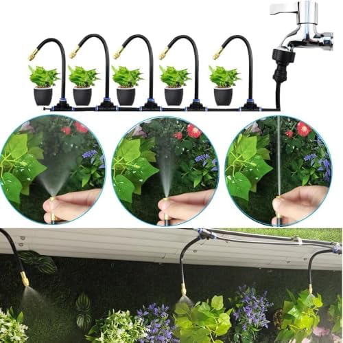Sprayer Nozzle with T-Connector Water Mist Nozzle Flexible Pipe Wear-Resistant Plant Watering Tool for Irrigation Systems Atomizing Nozzle + 8mm tee Belt 20 Meters PE Pipe - Image 4