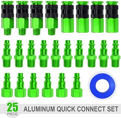 Aluminum Air Fittings, 1/4" NPT, 25 Pieces, Green - Image 2