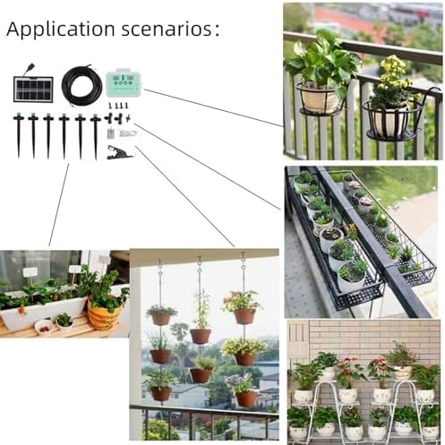 Solar Drip Irrigation System, Solar Panel Kit Outdoor, 10m Tubing, Type C Charging, LED Display, for Garden Farm Greenhouse Balcony Vacation (White) - Image 3