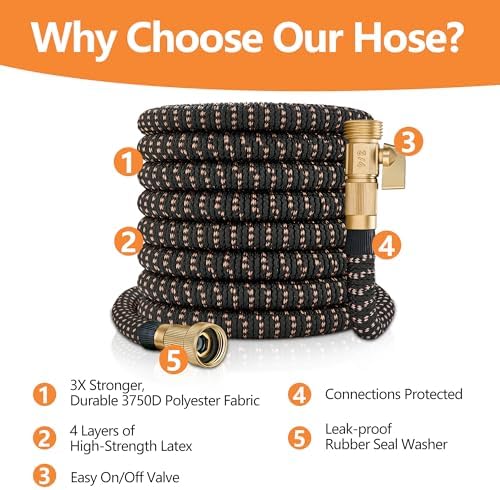 200 ft Garden Hose - Expandable Garden Hose with 10 Function Spray Nozzle - Kink-Free, Lightweight, Durable, Flexible, 2026 New Retractable Water Hoses for Yard, Lawn, Gardening(Black Rose gold) - Image 2