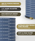 Pressure Washer Gun and Hose Kit, 4800PSI Flexible & Kink-Resistant - Steel Braided & Durable High Power Washer Hose 100 FT with 3/8" Swivel Quick Connector and M22 14mm Adapters & 5 Nozzles - Image 2