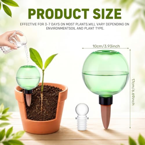 12 Pack 17 oz Self Watering Globes for Plants with Covers, Green - Image 2