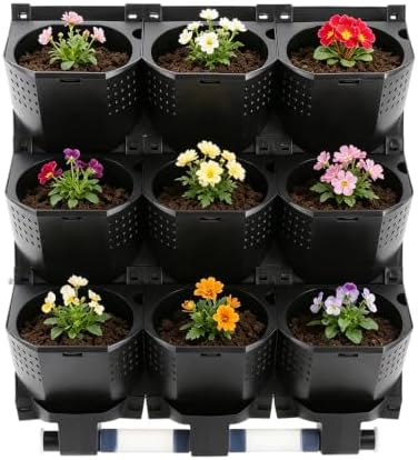 Vertical Wall Planter 3-Tier, 9-Pot Hanging Plant Holder(Black) by Unknown