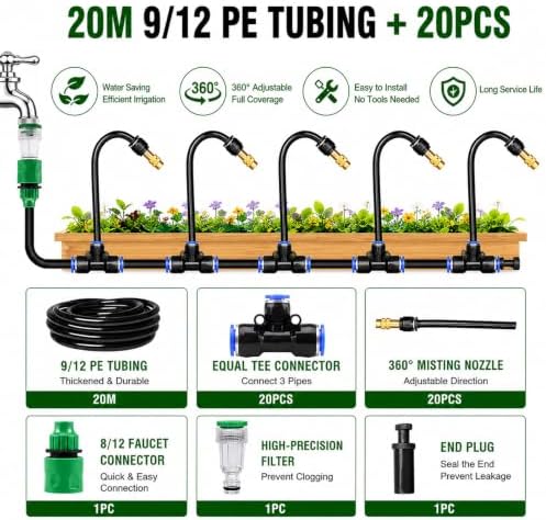 Garden Misting Nozzle Tee Kit - Efficient Greenhouse Humidification System, Adjustable Atomizer for Optimal Watering and Cooling, Perfect for Plants and Outdoor Use - Image 2