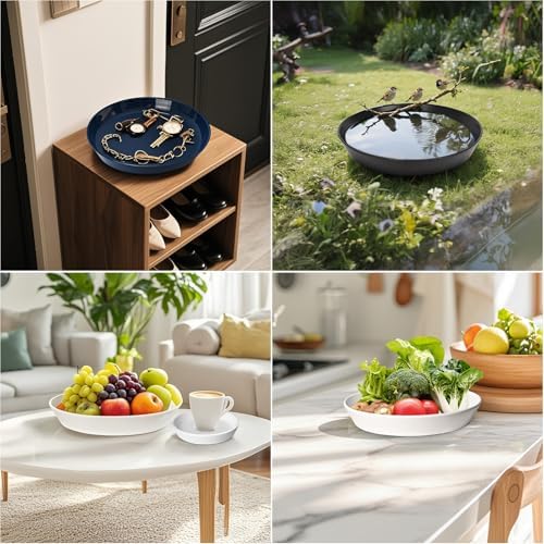 Ceramic Plant Saucer Tray 12 14 15 Inch Black, 15" OD x12.25 ID x2.2 Deep| Extra-Large Size Sturdy Heavy Duty Glazed Bevel Planter Drip Flower pots with Catch Basin for Indoor Outdoor Plants - Image 5