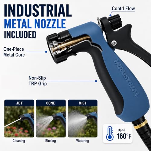 100FT 3-Layer Reinforced Garden Hose with Industrial Metal Nozzle - Image 5