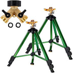 Biswing Garden Hose Splitter 2 Way & 2 Pack Impact Sprinkler Head on Tripod Base by Biswing