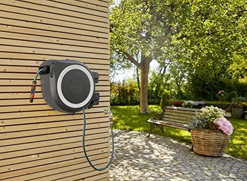 Gardena Wall-Mounted Hose Box Rollup M/L (White) 25 m: Automatic Hose Reel for Medium-Sized to Large Gardens, Includes 25 m Gardena Hose & Mounting Kit - Image 7