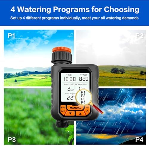 Sprinkler Timer Outdoor Water Timer for Garden Hose 1 Outlet Large LCD Screen Programmable Irrigation Timer for Yard Lawn Manual/Automatic Watering Timer - Image 3