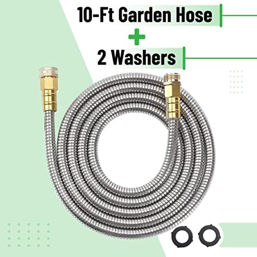 UNCO- Metal Garden Hose, 10 Feet Stainless Steel No Kink, Durable Flexible (Pack of 2) - Image 2