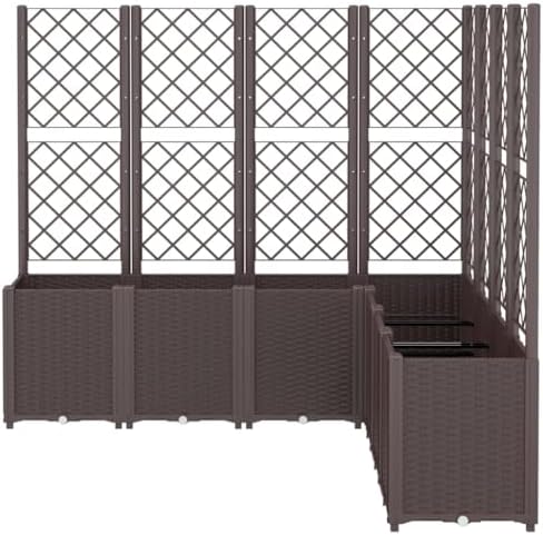Garden Planter Box with Trellis Brown 63"x63"x55.1" Set of 7 - Image 3