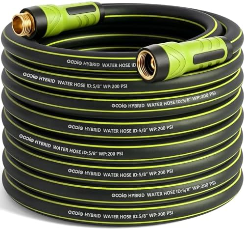Garden Hose 75ft x 5/8", Heavy Duty Water Hose, Flexible and Durable, Kink Resistant Lightweight Hybrid Hose, Leakproof Yard Hose with Male to Female Fittings by EOOIOGARDEN