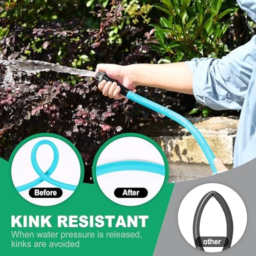 Garden-Hose 200ft x 5/8 in Heavy Duty, Lightweight and Flexible Water Hose, Burst 600 psi, Kink-less Hybrid Rubber Hose for Backyard, 3/4'' Solid Metal Fittings for All Your Watering Need - Image 5