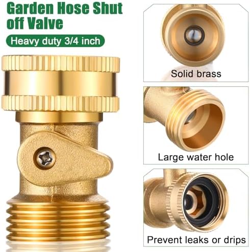 JaGely 10 Pack 3/4" Brass Garden Hose Shut Off Valve with Washers - Image 3