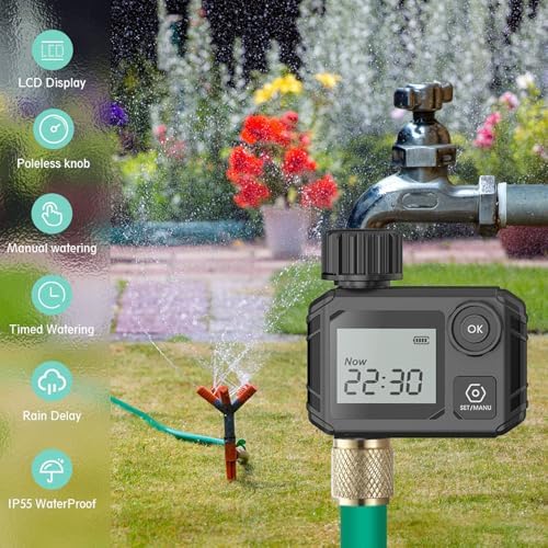 Sprinkler Timer 1 Zone, NH3/4 Inch Programmable Automatic Irrigation Controller Faucet Garden Hose Water Timer for Lawn Watering, Potting Drip Irrigation, Yard, Outdoor - Image 5