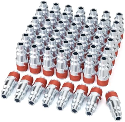GASHER 1/4-Inch NPT Male Industrial Air Plug, Pneumatic Plugs 300PSI (50-Pack) by GASHER
