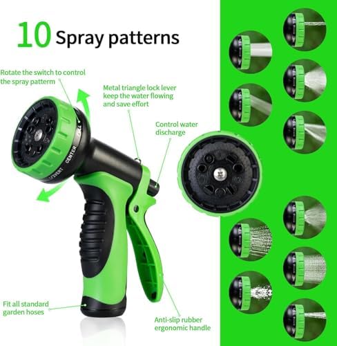 Garden Hose 50ft, Ultra Lightweight Flat Water Hose with 10 Function Nozzle - Image 2