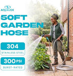 Aqua Joe 50-Foot Heavy Duty Garden Hose, Spiral 304 Stainless Steel Metal Hose, Puncture Proof, 1/2 Inch Diameter with Aluminum Fittings, AJSGH50 - Image 2