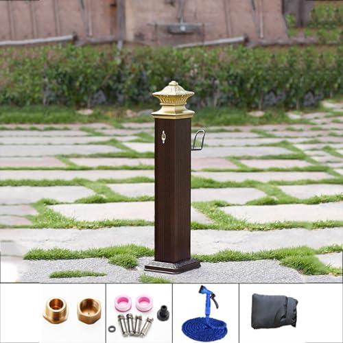 Freestanding Garden Hose Holder with Full Copper Faucet Free Standing Water Column for Home Garden Insulation and Antifreeze Yard Hydrant Frost Proof Water Feature Fountain，Stainless Steel Cyli(28.3in - Image 4