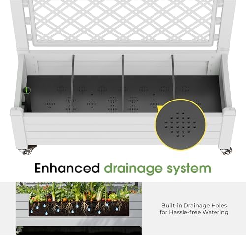 Fancyango Raised Garden Bed with Wheels 61.2" Hx2 -Ashen - Image 5