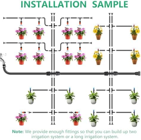 256FT Drip Irrigation System Kit, 163PCS Automatic Garden Watering Misting System with 1/4" Distribution & 1/2" Hose Tubing and Accessories for Greenhouse, Yard, Lawn, Plant - Image 6