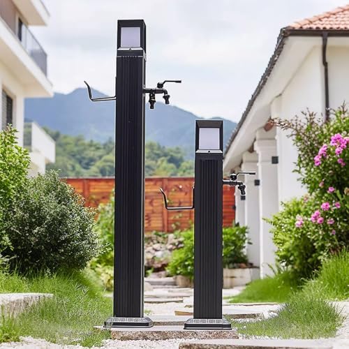 Garden Water Column with Hose Holder,Vertical Water Column Free Standing Faucet with Solar Powered LED Light, Frost Free Hydrant for Farm Irrigation and Watering(74cm/29.1in) - Image 2