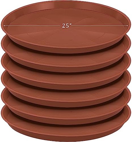 Eccliy 6 Pack Plastic Plant Saucer, Round, 25 Inch, Terracotta by Eccliy
