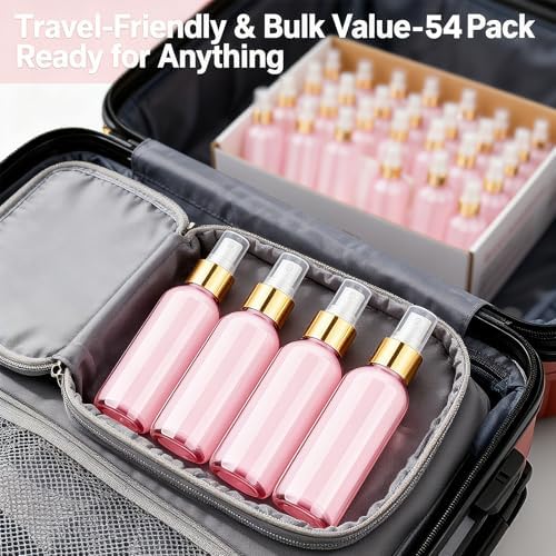 54 Pack 4 oz Small Glass Spray Bottles, Pink Refillable Fine Mist Bottles for Essential Oils, Cleaning Solutions, Perfume, Travel Size Liquid Containers - Image 3