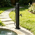 Outdoor Stainless Steel Water Column Spigot, Freestanding Garden Hose Holder with Brass Faucet, Matte Black Decorative Fountain Water Post for Irrigation Washing(A,Height: 95cm/37.4in) by Lonmrrton