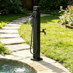 Outdoor Stainless Steel Water Column Spigot, Freestanding Garden Hose Holder with Brass Faucet, Matte Black Decorative Fountain Water Post for Irrigation Washing(A,Height: 60cm/23.6in) by Lonmrrton