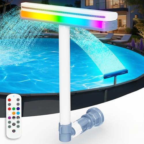Upgraded Pool Fountain with Remote - Adjustable Waterfall Pool Sprinkler Fountains with Lights, Spray Water Fountains for Above Ground and Inground Pool for Cooling, White by HaiNova